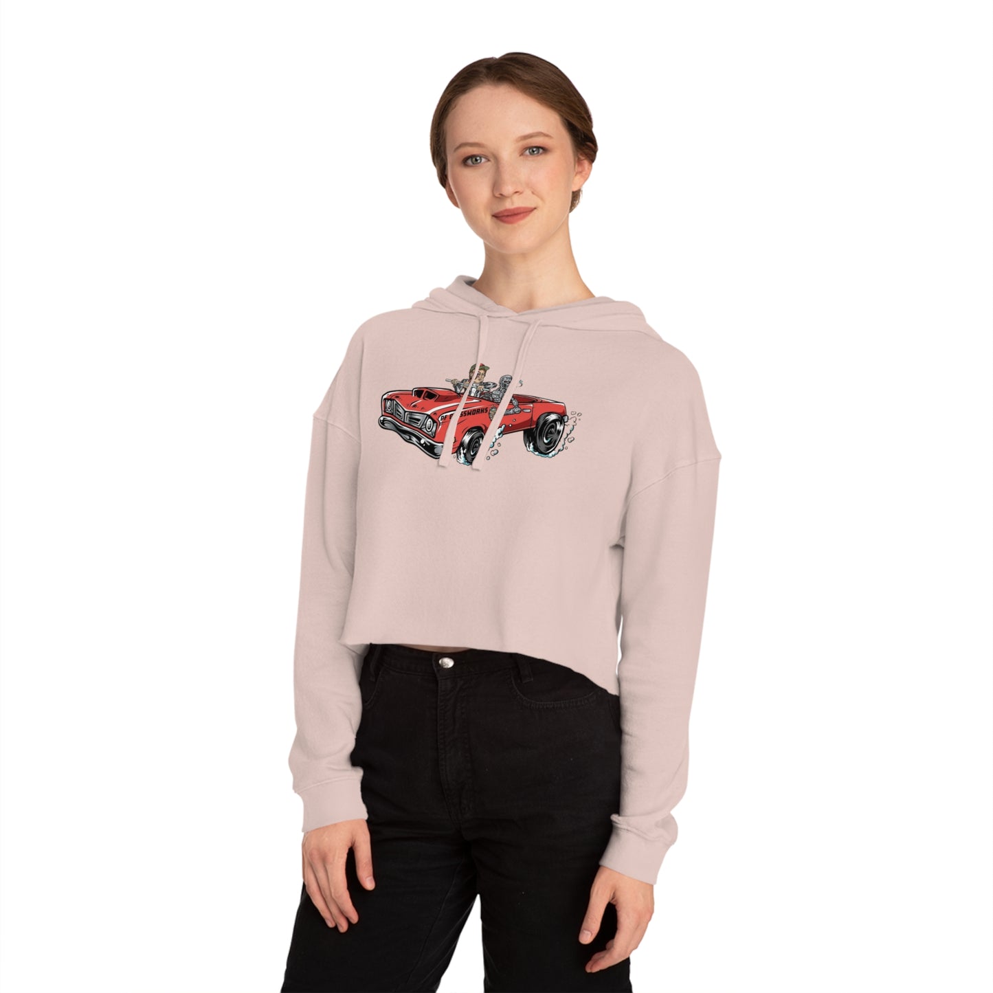 PFG Car Women’s Cropped Hooded Sweatshirt - Retro Automotive Style