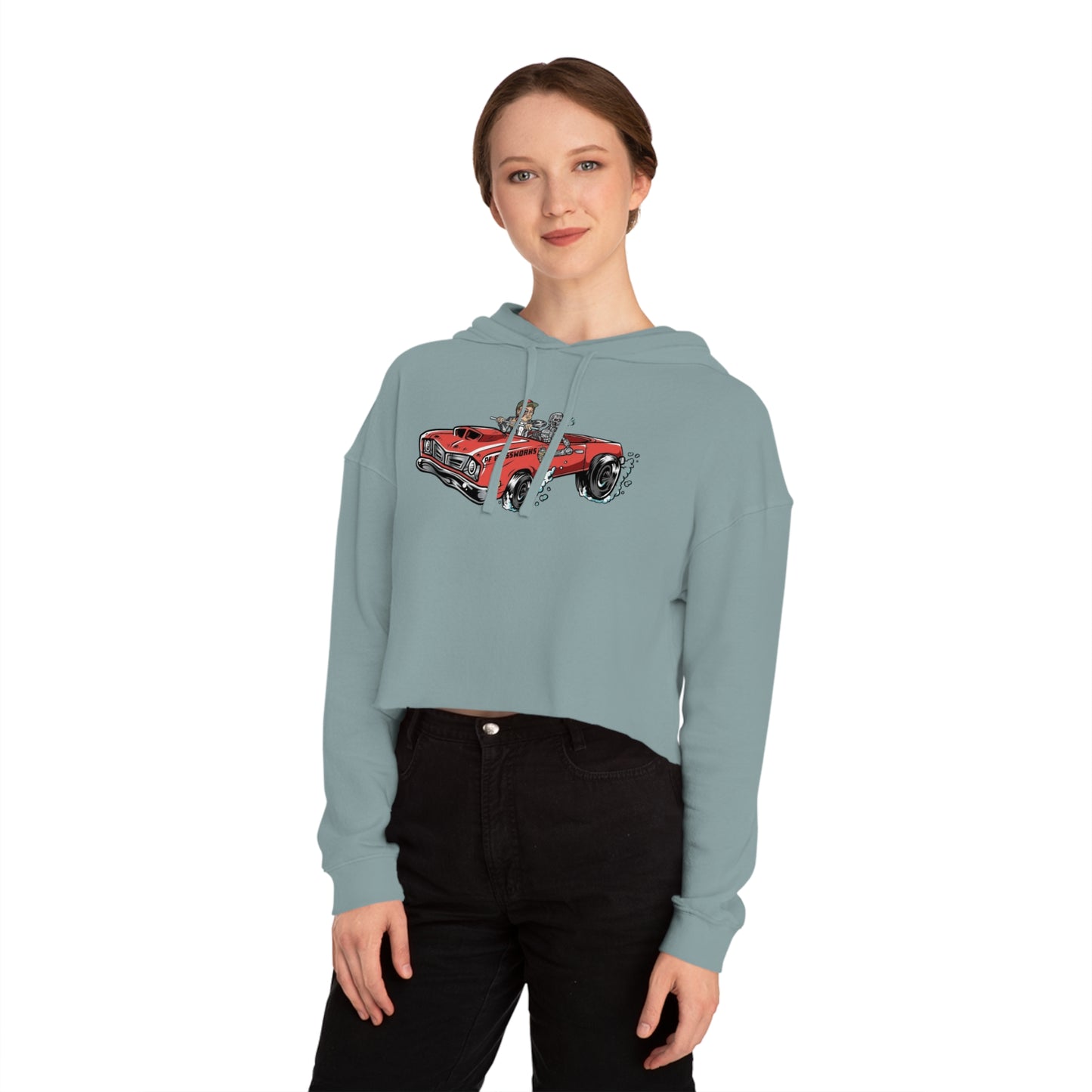 PFG Car Women’s Cropped Hooded Sweatshirt - Retro Automotive Style