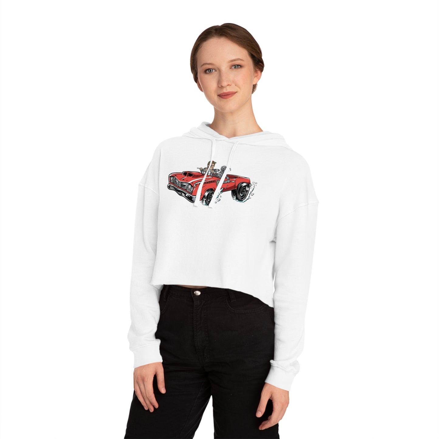 PFG Car Women’s Cropped Hooded Sweatshirt - Retro Automotive Style