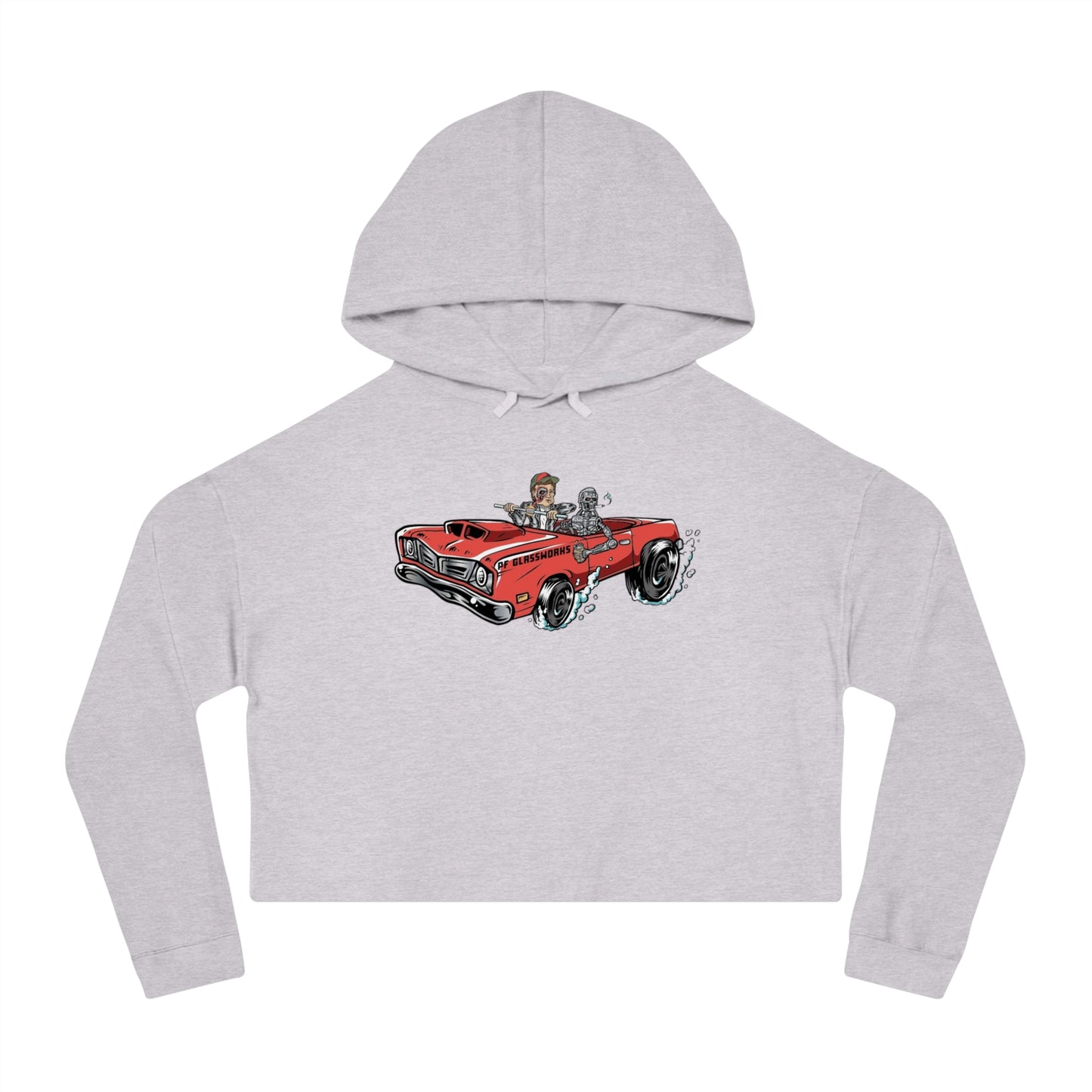 PFG Car Women’s Cropped Hooded Sweatshirt - Retro Automotive Style