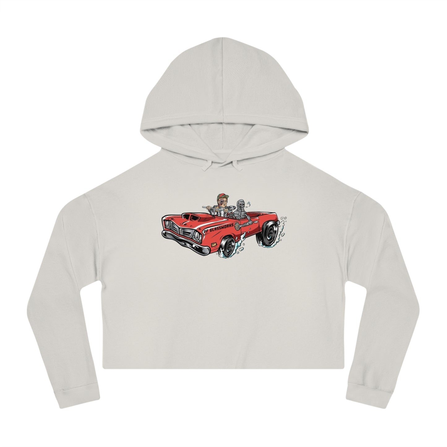 PFG Car Women’s Cropped Hooded Sweatshirt - Retro Automotive Style