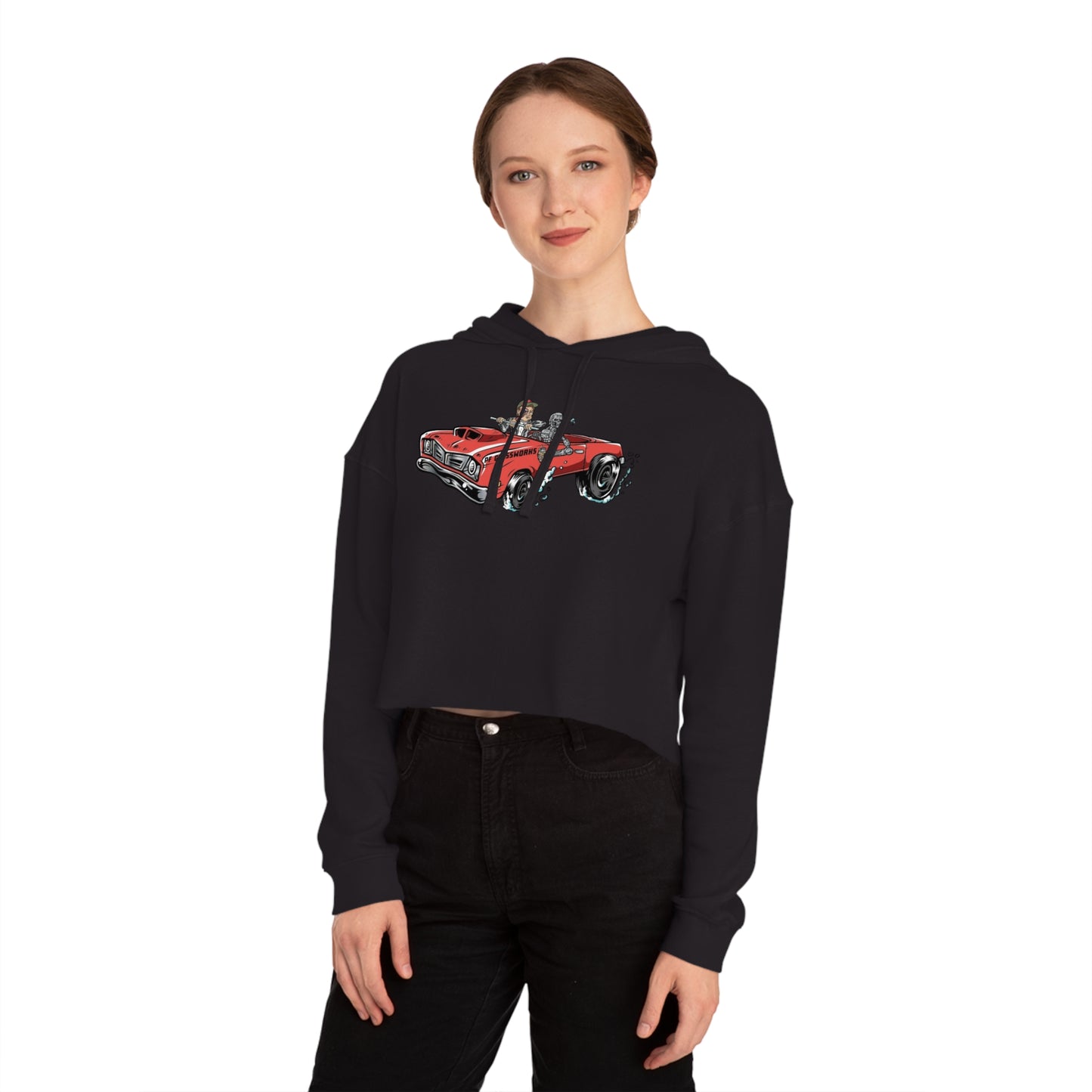 PFG Car Women’s Cropped Hooded Sweatshirt - Retro Automotive Style