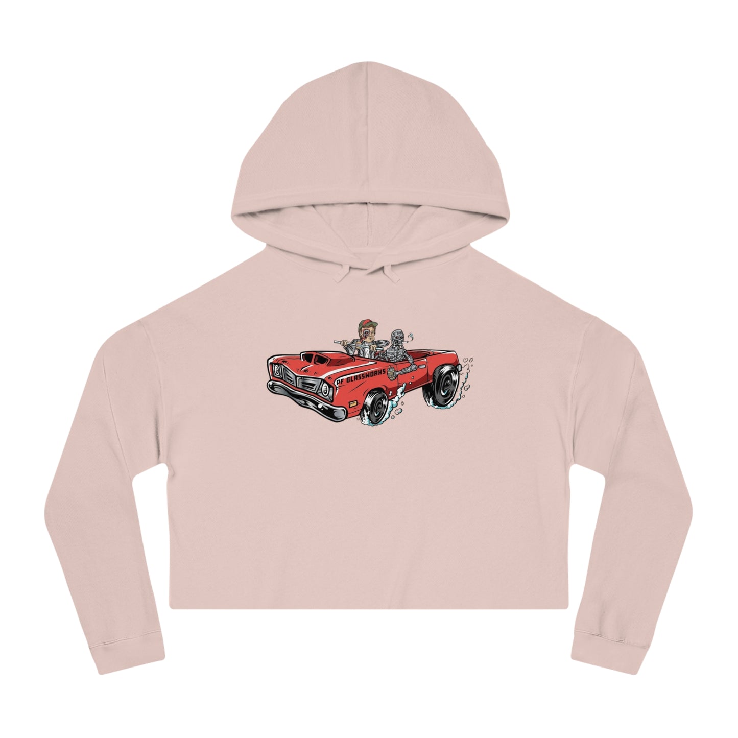 PFG Car Women’s Cropped Hooded Sweatshirt - Retro Automotive Style