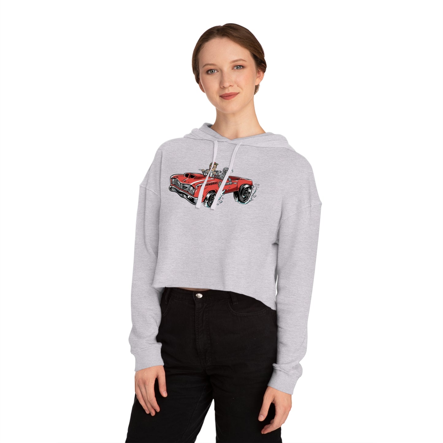 PFG Car Women’s Cropped Hooded Sweatshirt - Retro Automotive Style