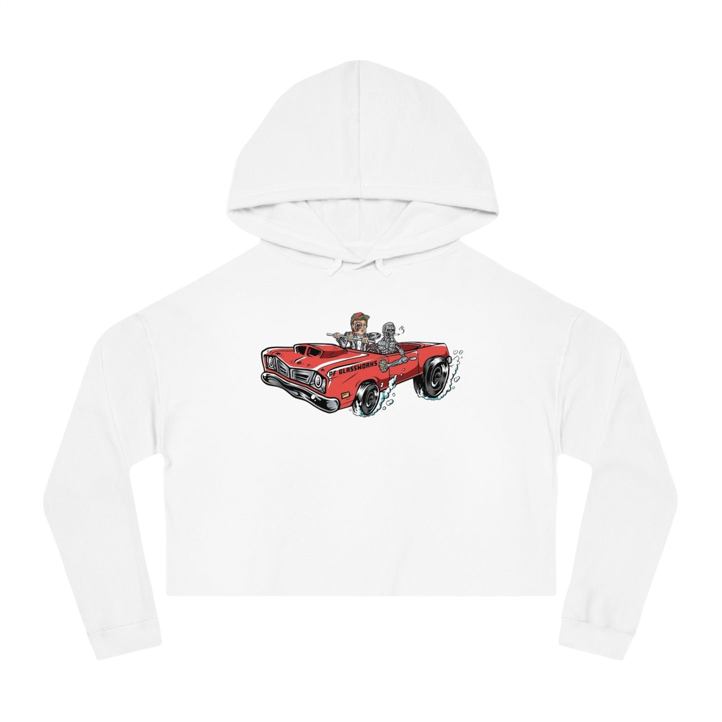 PFG Car Women’s Cropped Hooded Sweatshirt - Retro Automotive Style