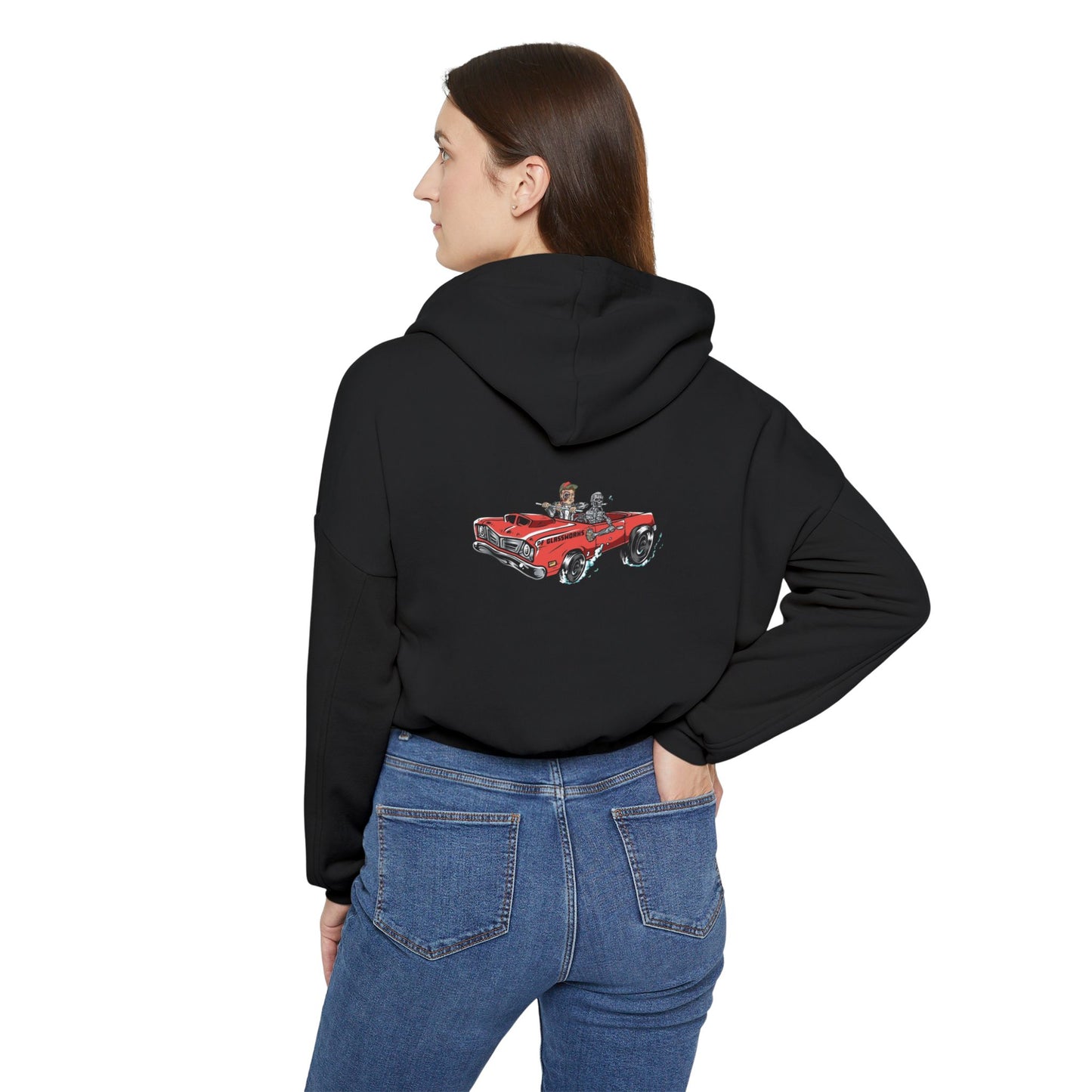 PFG Vintage Style Women's Cinched Bottom Hoodie with Car