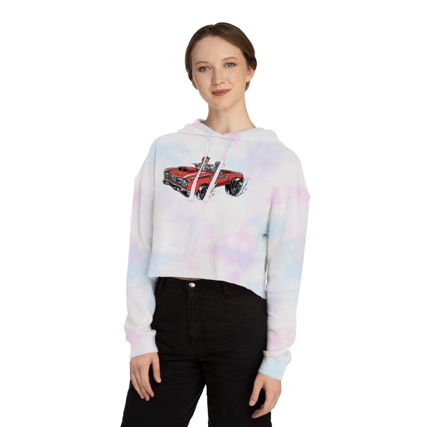 PFG Car Women’s Cropped Hooded Sweatshirt - Retro Automotive Style