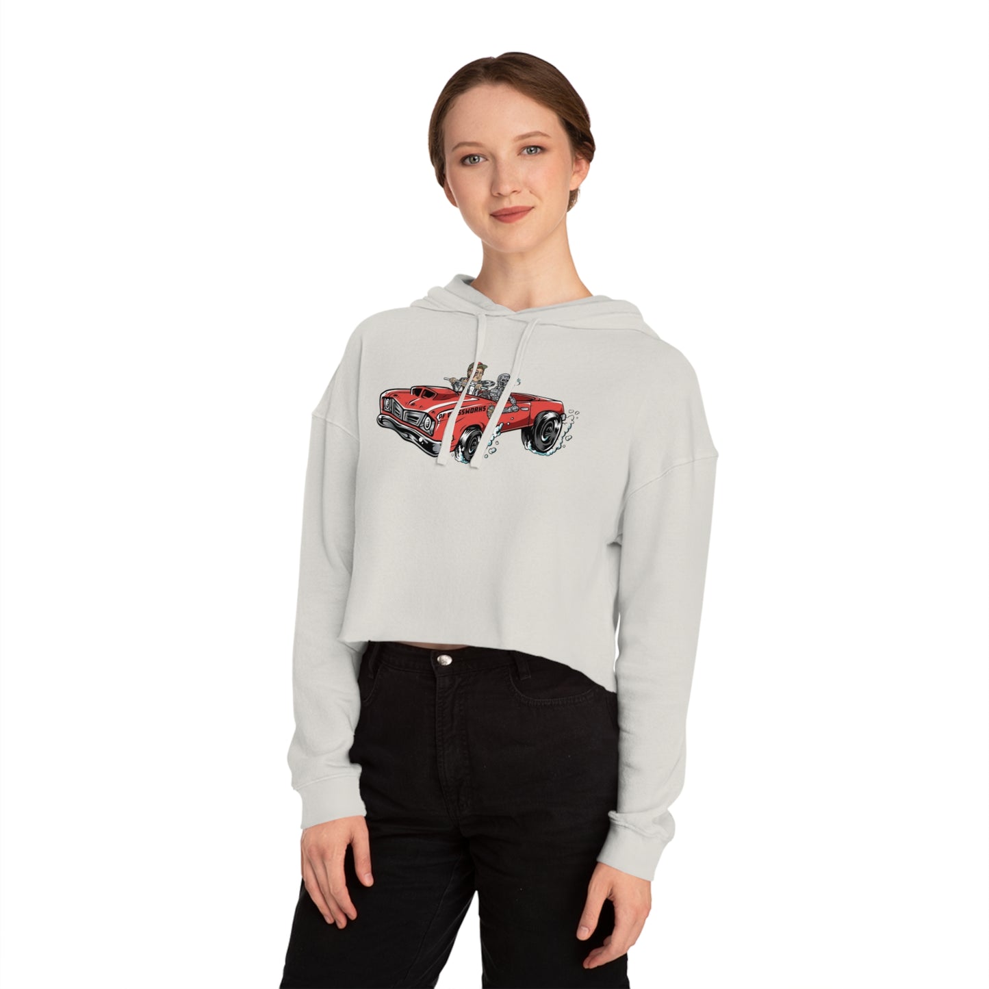 PFG Car Women’s Cropped Hooded Sweatshirt - Retro Automotive Style