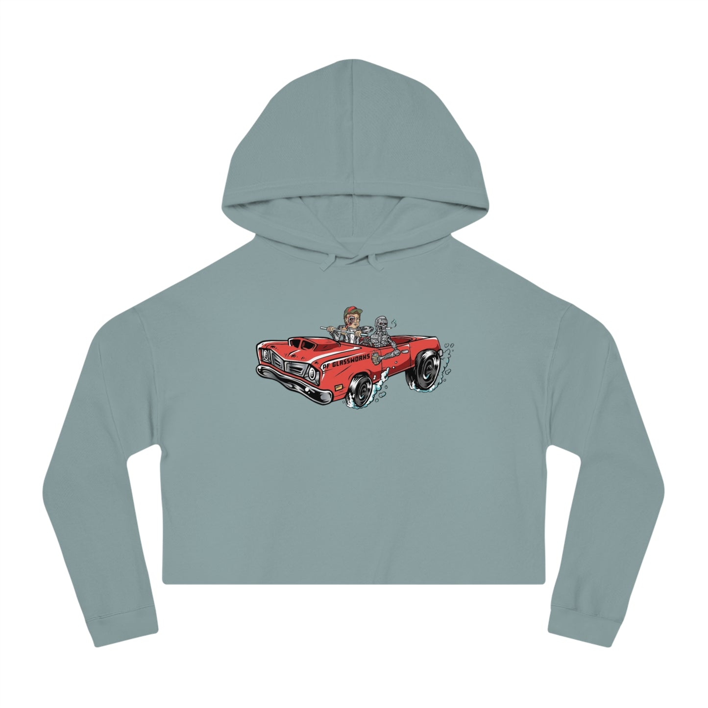 PFG Car Women’s Cropped Hooded Sweatshirt - Retro Automotive Style