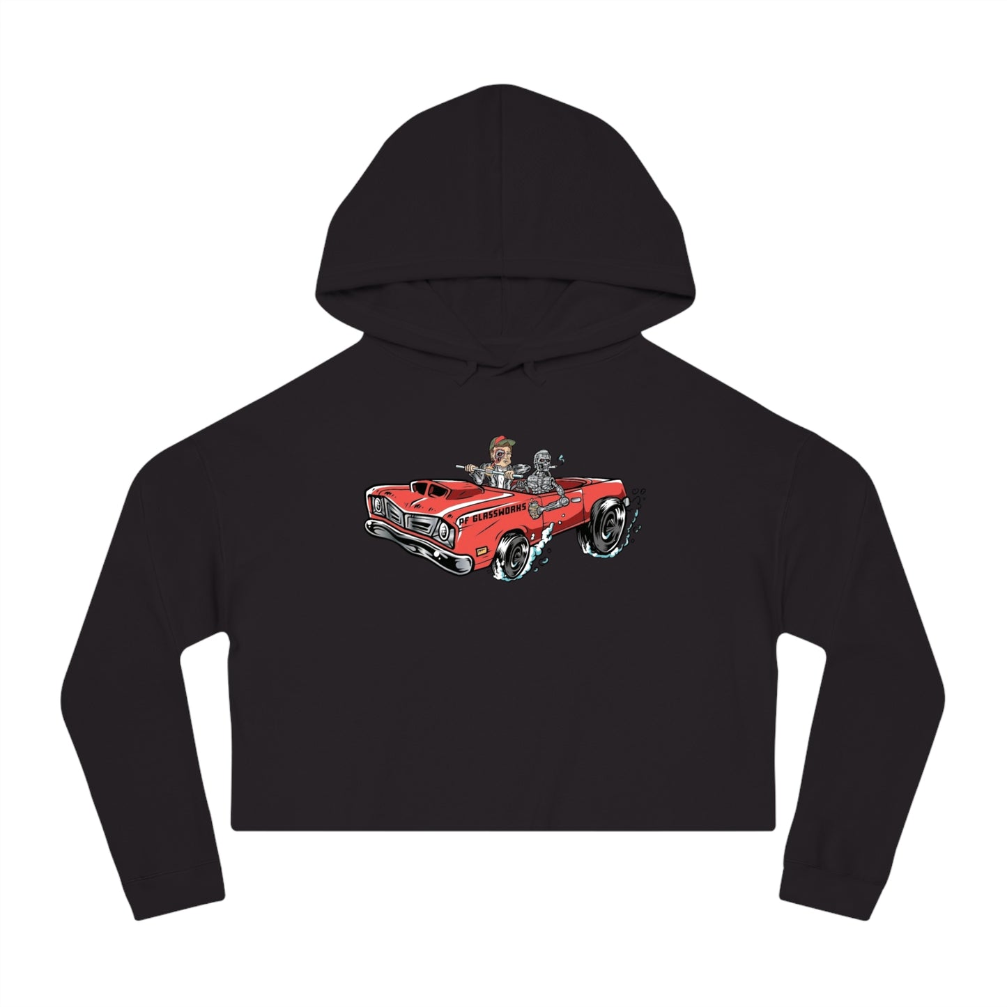 PFG Car Women’s Cropped Hooded Sweatshirt - Retro Automotive Style