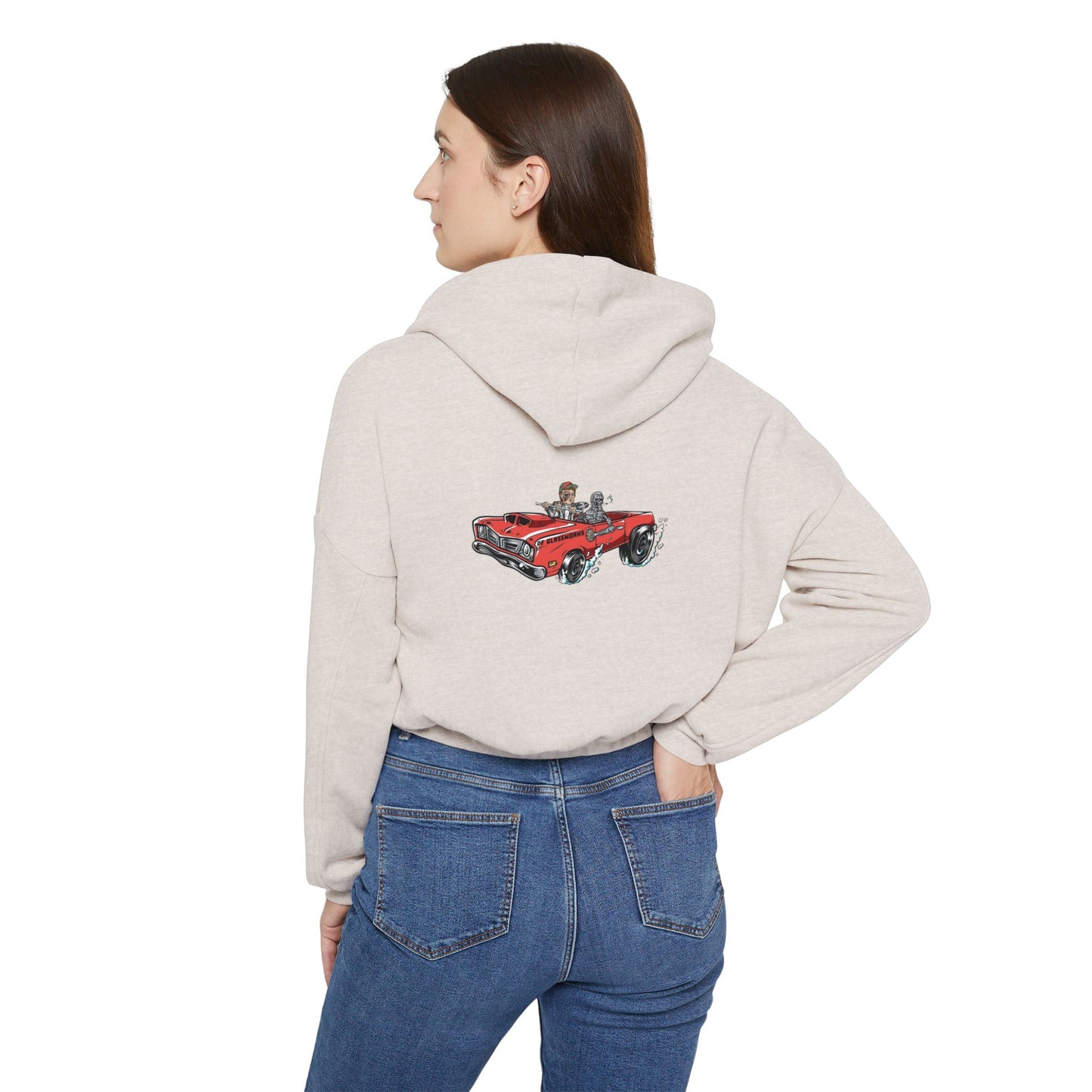 PFG Vintage Style Women's Cinched Bottom Hoodie with Car