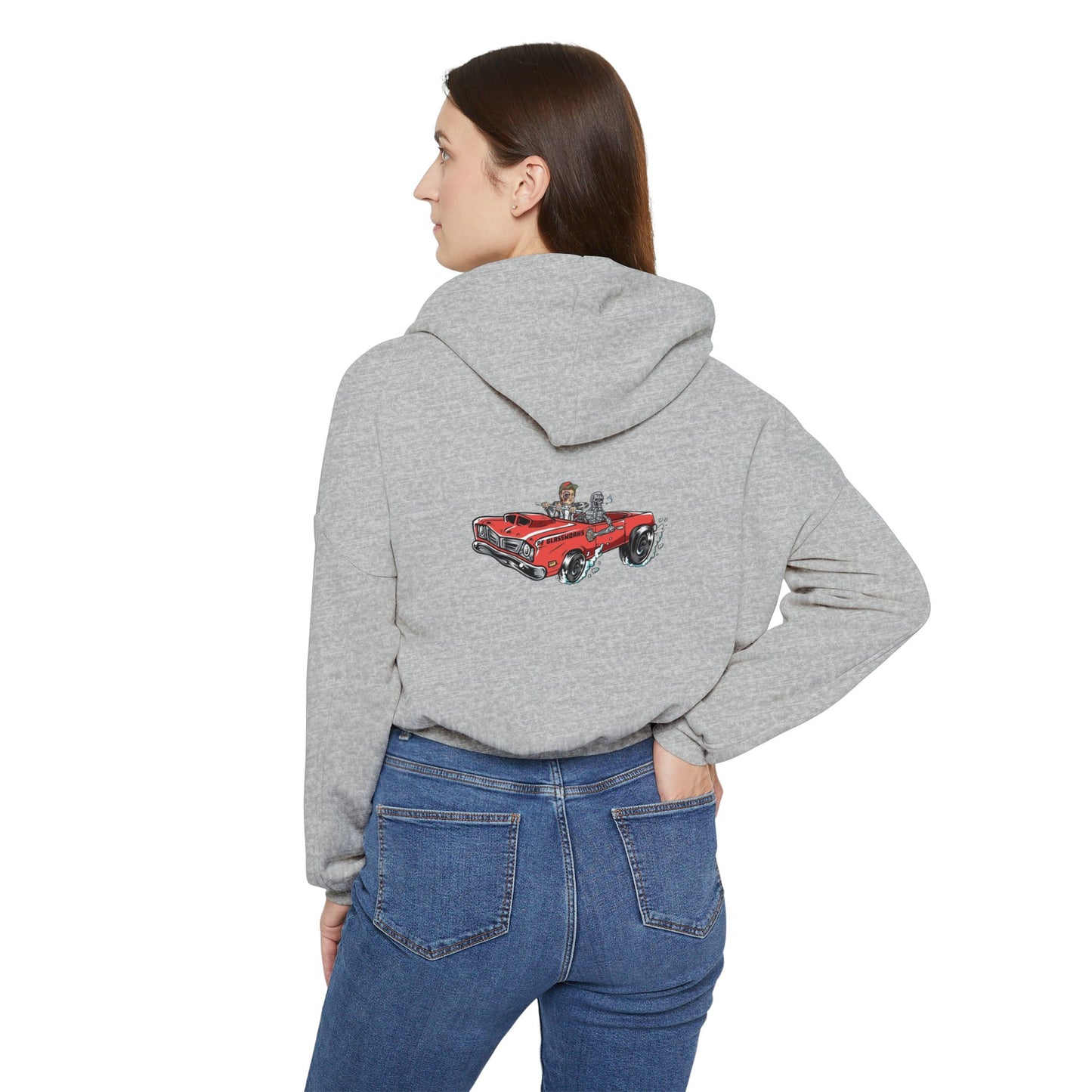 PFG Vintage Style Women's Cinched Bottom Hoodie with Car