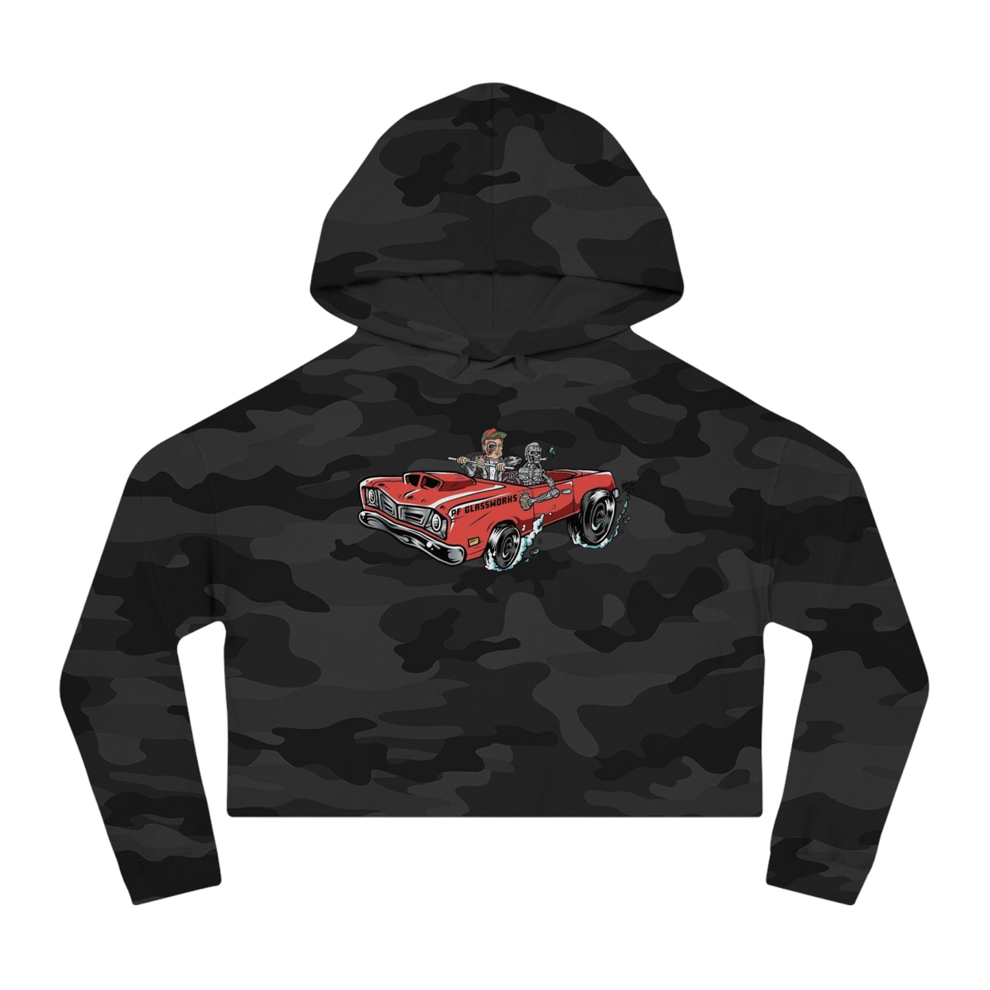 PFG Car Women’s Cropped Hooded Sweatshirt - Retro Automotive Style
